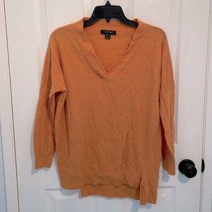 Atmosphere v-neck split him drop shoulder orange sweater wool blend